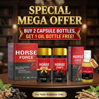 Kapilveda Horse Force Combo Pack (2 Tablets Bottles + 1 Super Oil FREE) - Complete Men's Health & Stamina Kit