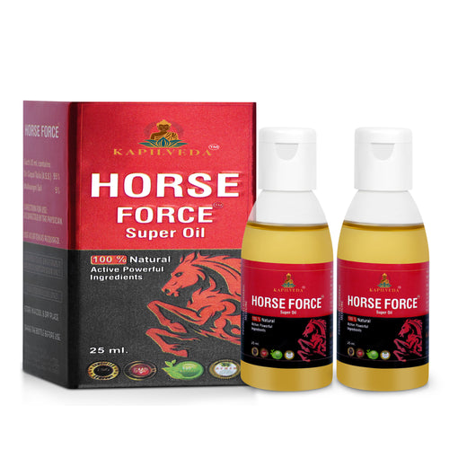 Kapilveda Horse Force Super Oil for Men (25ml - Pack of 2) - 100% Natural Ayurvedic Massage Oil Combo