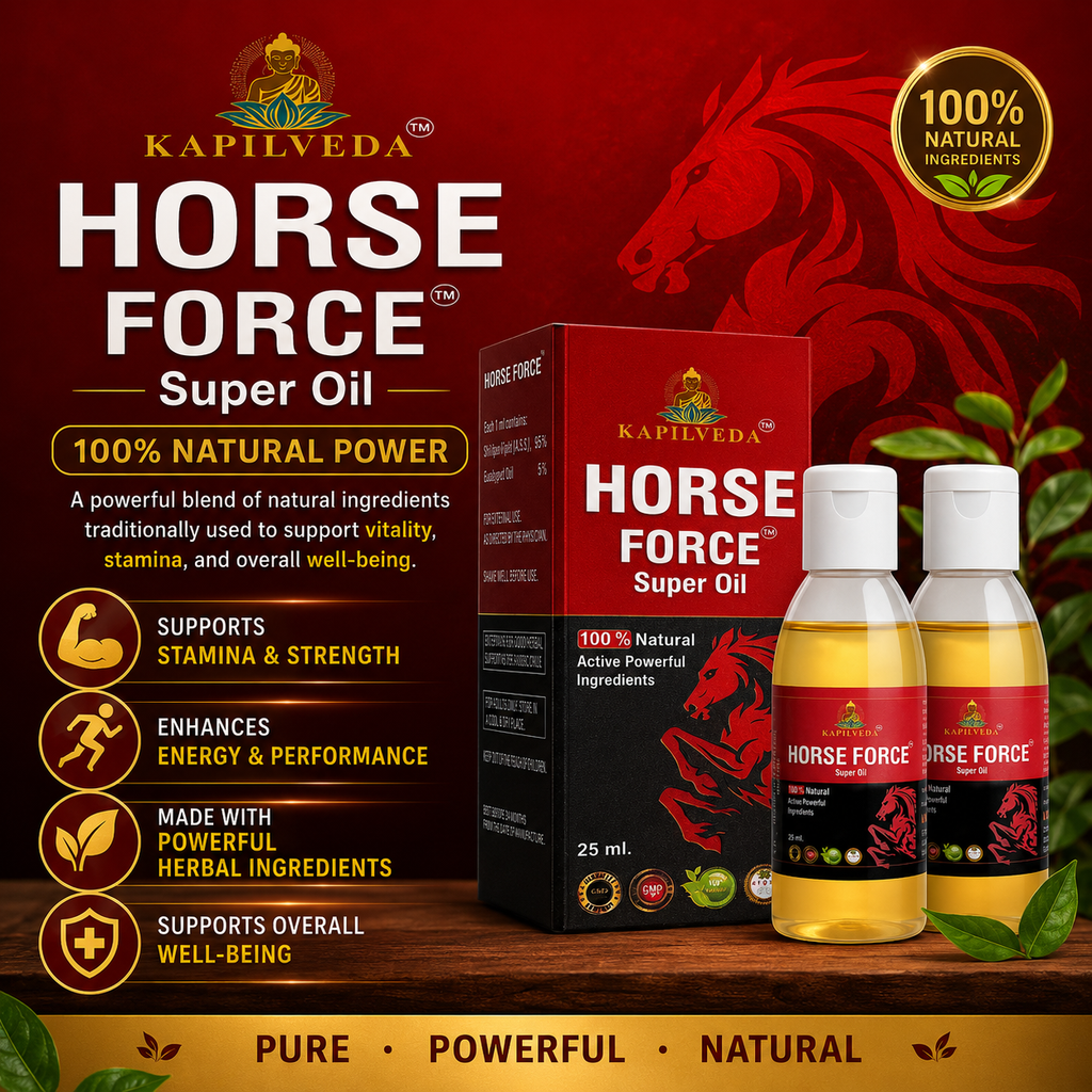 Kapilveda Horse Force Super Oil for Men (25ml - Pack of 2) - 100% Natural Ayurvedic Massage Oil Combo