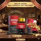Kapilveda Horse Force Stamina Combo (1 Tablets Bottle + 1 Super Oil FREE) - 100% Ayurvedic Men's Wellness Kit