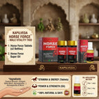 Kapilveda Horse Force Combo Pack (2 Tablets Bottles + 1 Super Oil FREE) - Complete Men's Health & Stamina Kit