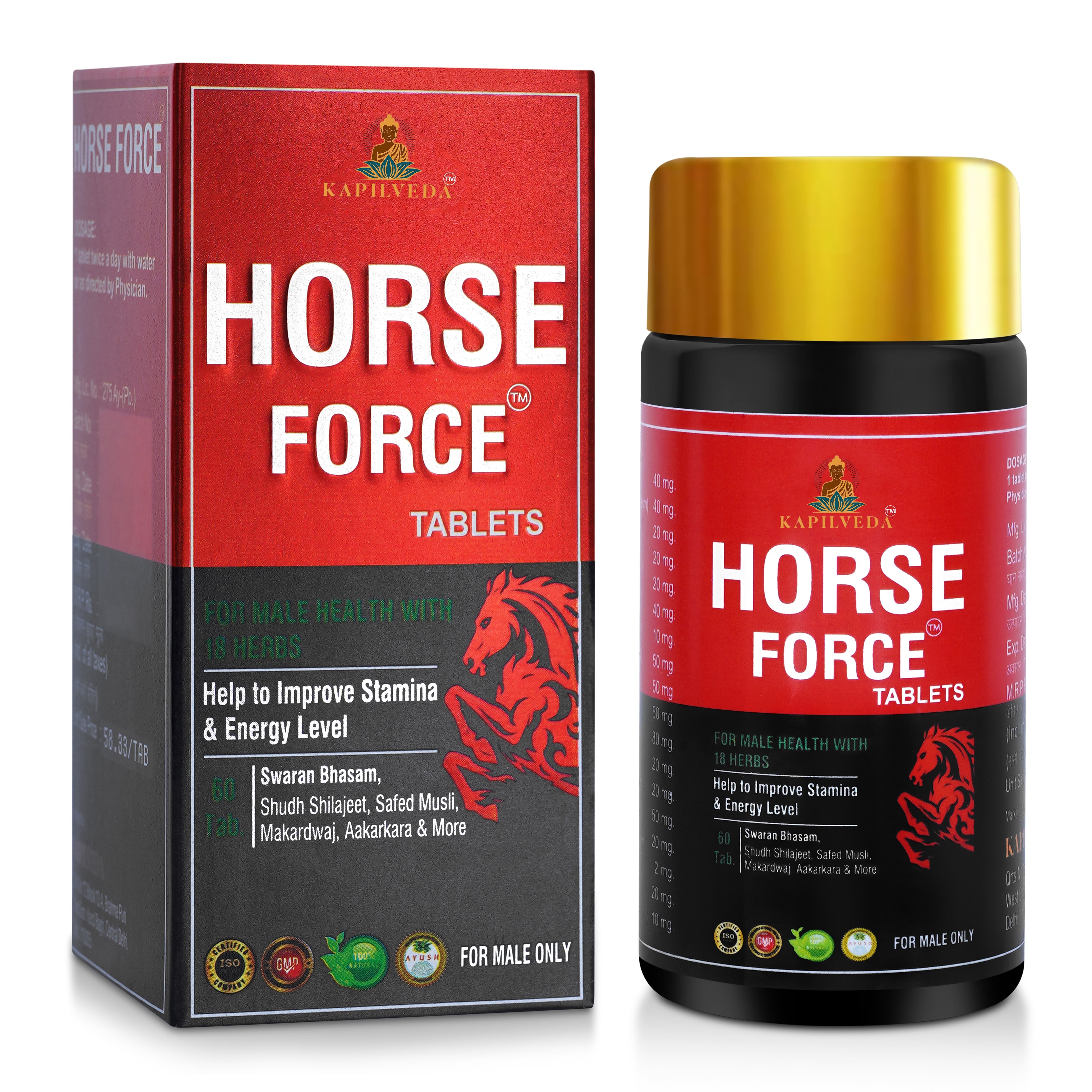 Kapilveda Horse Force Tablets for Men (60 Tabs) - Improve Stamina & Energy