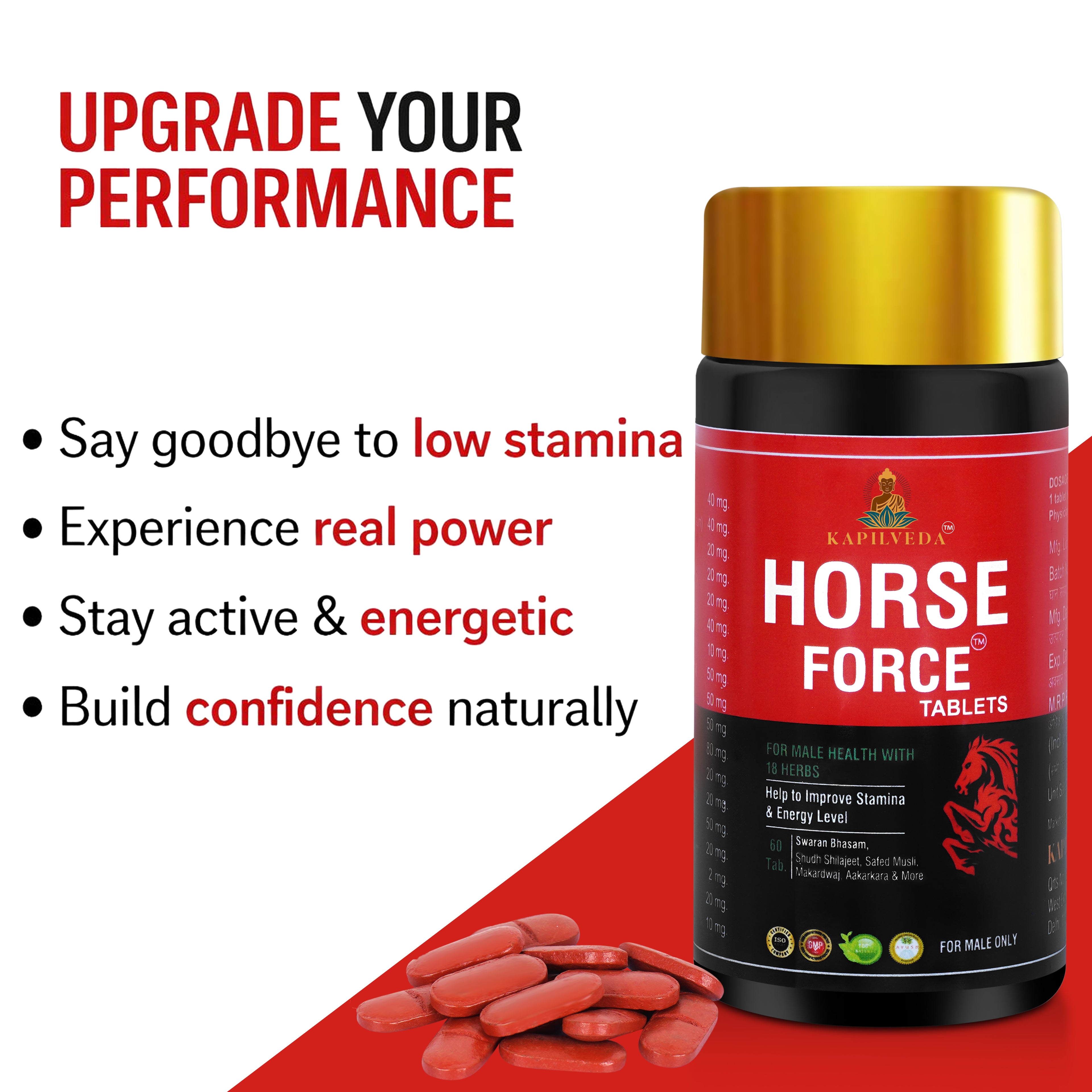 Kapilveda Horse Force Tablets for Men (60 Tabs) - Improve Stamina & Energy