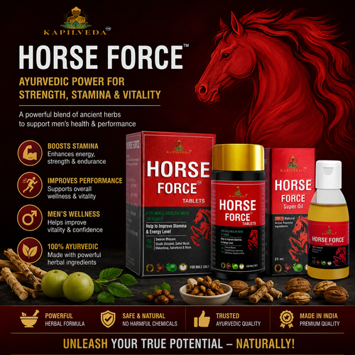 Kapilveda Horse Force Stamina Combo (1 Tablets Bottle + 1 Super Oil FREE) - 100% Ayurvedic Men's Wellness Kit